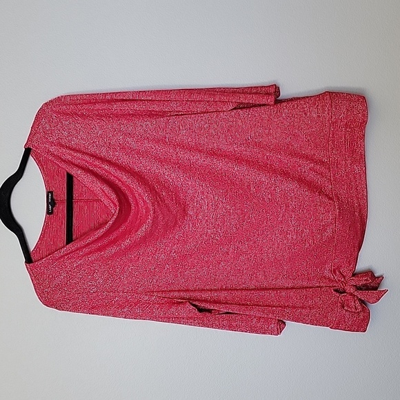 Lane Bryant 14/16 Red Shimmer Metallic Drape Cowl Neck Top - Picture 1 of 8